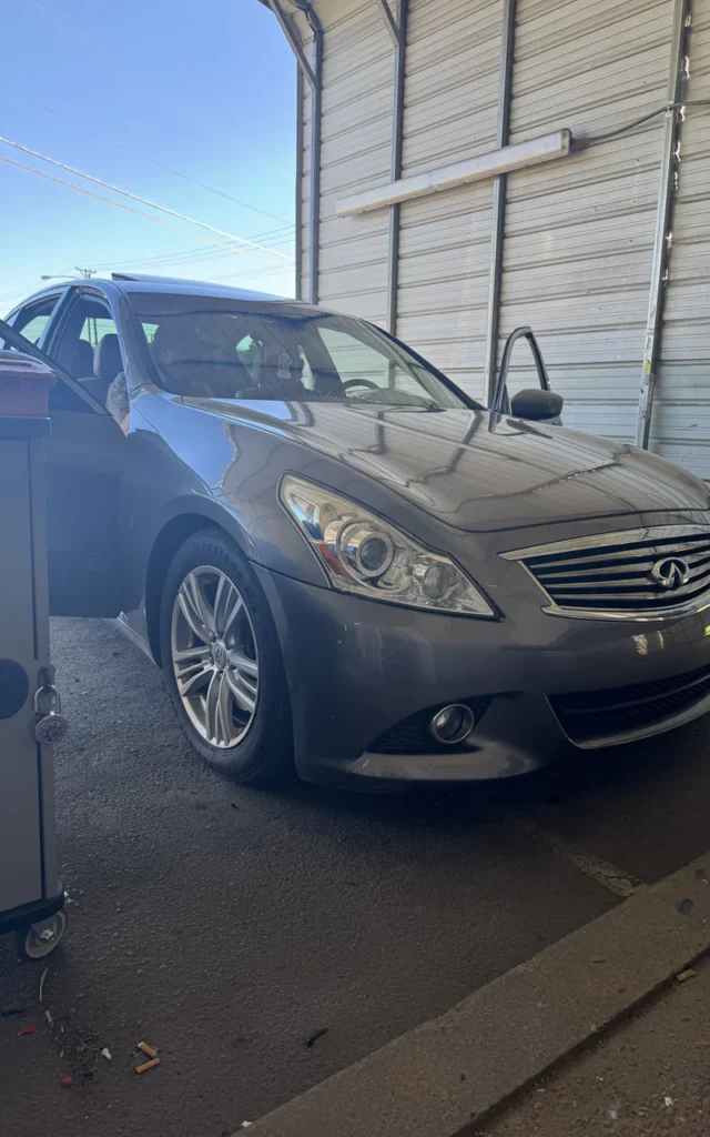 Mercedes sedan inside the Mega Sound installation bay.